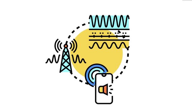 Cellular network tower transmitting radio waves to a smartphone, the concept of mobile communication signal strength and data connectivity