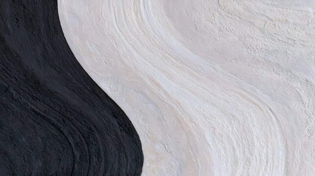 黒と白の大胆な曲線で構成したモノクロの漆喰テクスチャ背景