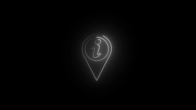 Glowing white neon Location icon sign animation. Neon line location icon animation.