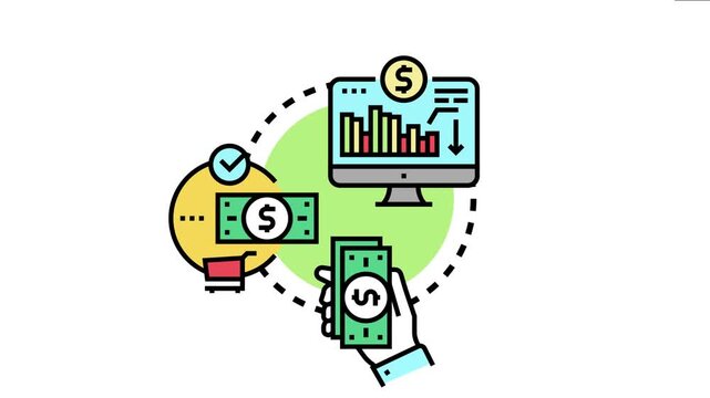 Central bank executing an asset purchase program, analyzing market data on a monitor, engaging in quantitative easing, and impacting money supply to stimulate the economy