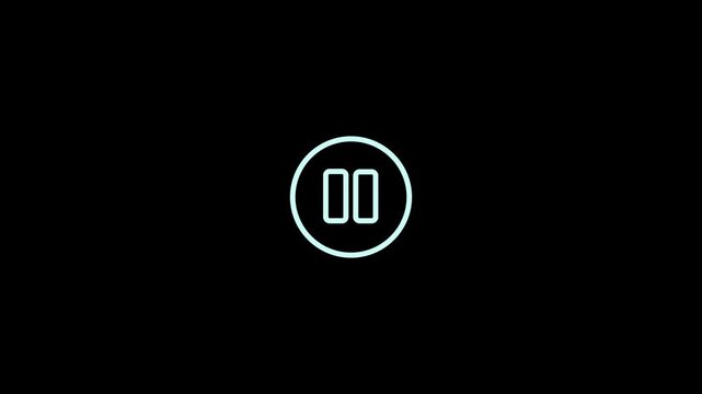  Glowing white play button motion graphics on black background. 4k animation video,,,