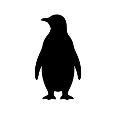 Fototapeta premium Black silhouette of a penguin isolated on white background