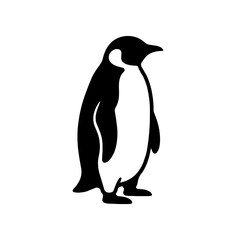 Fototapeta premium Black and white emperor penguin silhouette vector