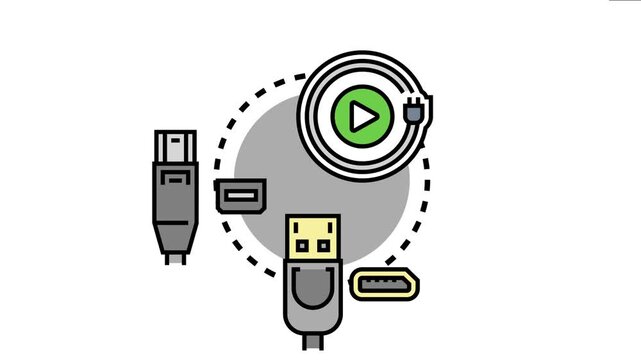 Digital data transfer concept various electronic connectors for multimedia input output, networking, and device connectivity