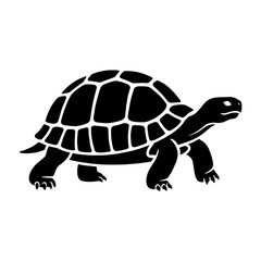 Fototapeta premium Black silhouette of a tortoise walking