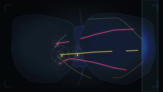 Abstract 3d animation representing conflict data visualization, war zones, information warfare, digital battlefield