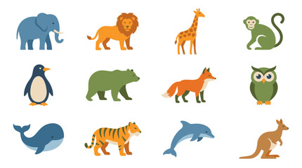 Obraz premium Collection of Diverse Cartoon Animals in Various Poses.