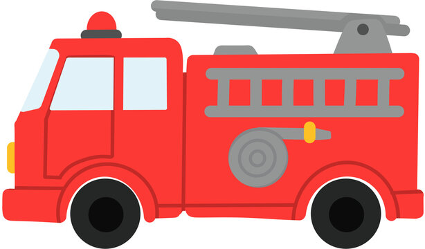 Fire Truck Firefighting Emergency Rescue Safety Vehicle Illustration
