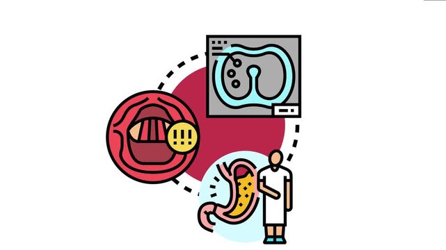 Central throat health concepts medical diagnosis, oral cavity examination, stomach discomfort, and digestive system issues from a patient perspective