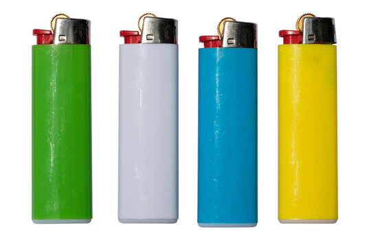 colorful lighters isolated on white