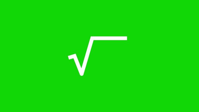 Hand-drawn square root animation, green background, number calculation and education concept, 4K video