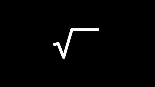 Hand-drawn line animation of a square root symbol. Black background, 4K video.