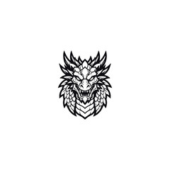 Fototapeta premium Fierce dragon head vector illustration for modern gaming sports mascot