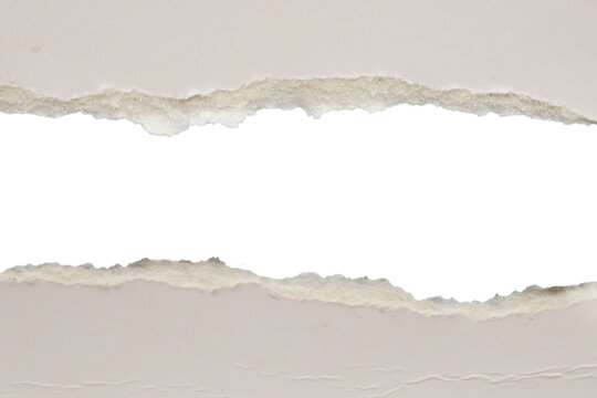Empty ripped paper frame background with white blank space