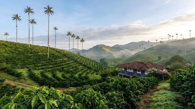 Colombia Coffee Region Landscape View