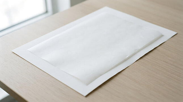 Layered tracing paper on white paper sheet on a wooden desk for architectural design work