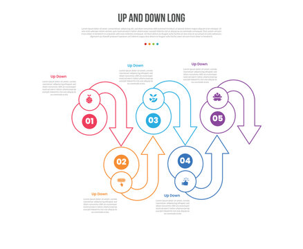 Up And Down Long Infographic Template with 4 Point CircularFlow Design for Slide Presentation