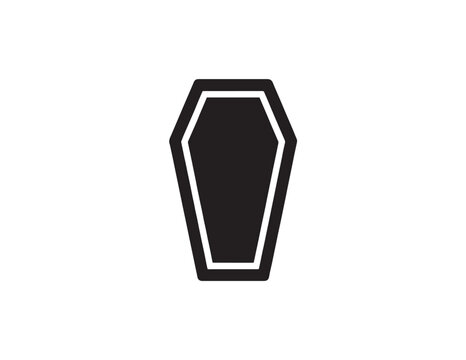 Spooky black coffin silhouette vector icon for spooky halloween party decoration