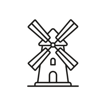 Traditional dutch windmill rural agriculture farm icon vector