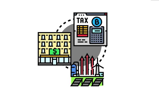 Financial concept tax exemption status and certified standing for property, cryptocurrency, and sustainable energy investments leading to business growth and financial benefits