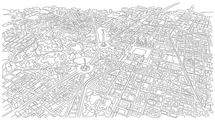 Fototapeta premium Aerial Cityscape Line Art Illustration of Urban Grid