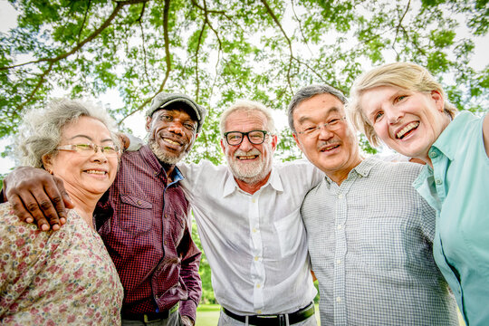 Diverse group enjoying togetherness outdoors