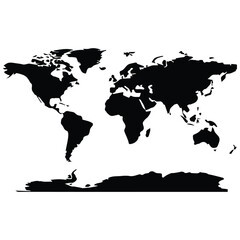 Detailed black world map vector illustration with antarctica continent on white background. © MSTSHAHANARA