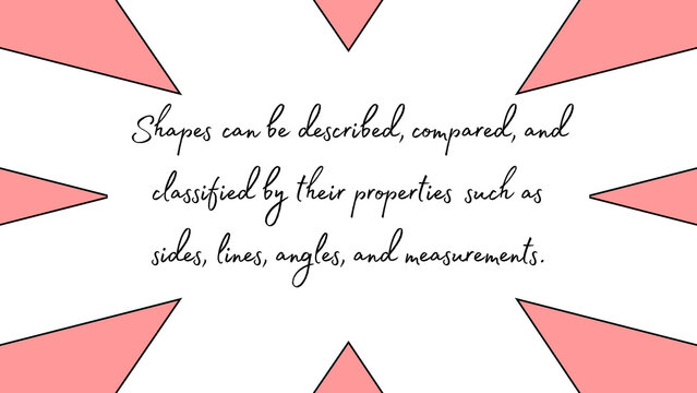 Educational geometry quote on white background, pink geometric sunburst border, math classroom poster with cursive typography