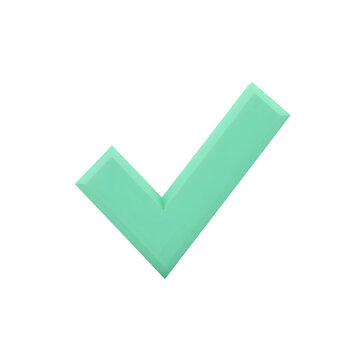 민트 연두색깔 체크표시 3d 아이콘Mint light green check-mark 3D icon