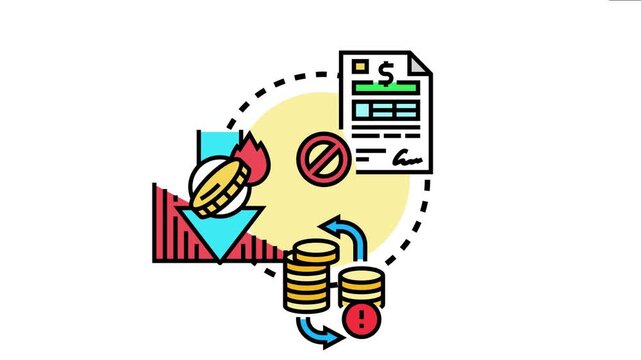 Financial document. Declining assets. And circulating funds illustrate the concept of asset liquidation