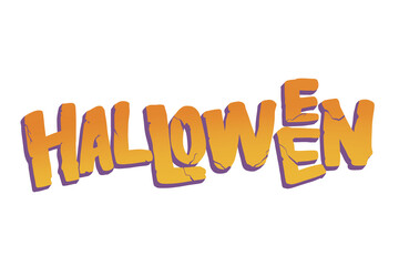 Halloween typography text effect illustration with orange and purple stone cracked lettering isolated background © rama