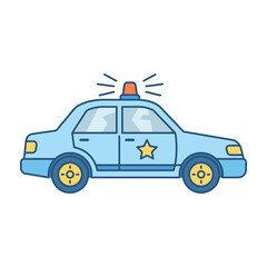 Cute Cartoon Police Car Illustration with Siren and Star Badge © BezierBeast