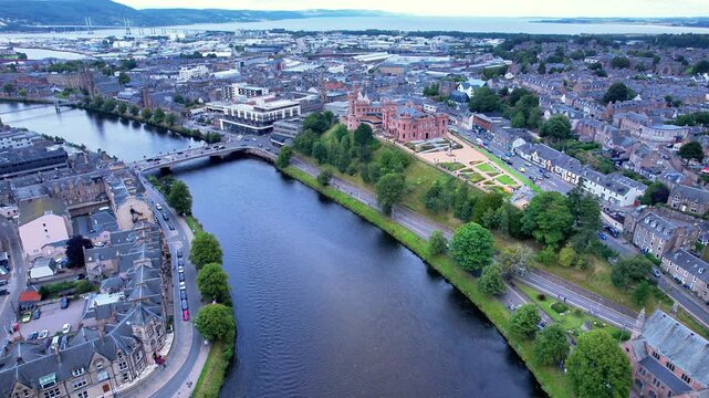 Aerial View of Inverness City in Scotland