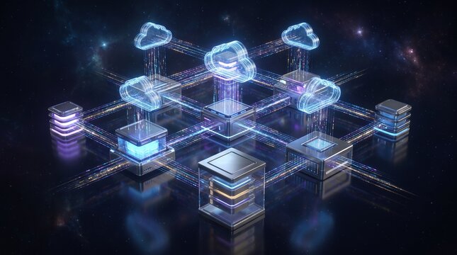 Digital Cloud Computing Network Technology Abstract Background.