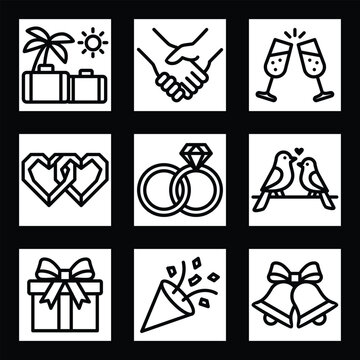 Wedding and Celebration Icons Set