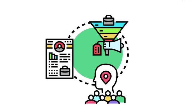 Recruiting process involving a talent acquisition funnel, engaging potential employees through digital marketing, and selecting top job candidates for employment