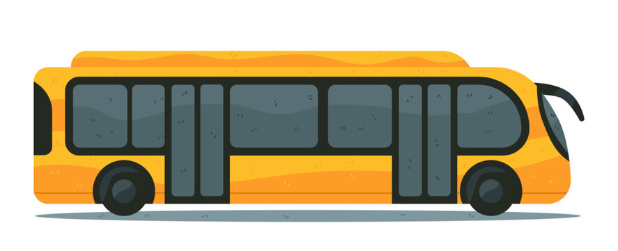 Heatwave Europe city bus summer hot temperature urban vehicle yellow modern flat design isolated on white
