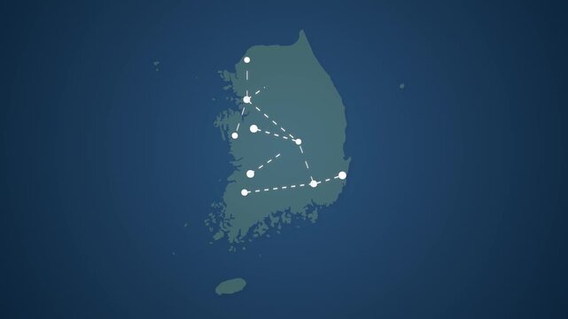 South Korea Communication Network with Signals Connecting Multiple Locations