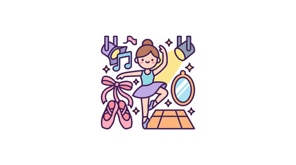 Fototapeta premium Cute ballet dancer and dancing accessories set.