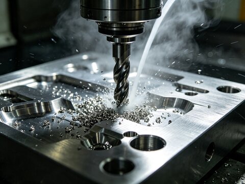 CNC milling machine processing with cooling