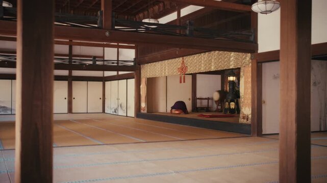The serene tatami interior of Kenchō-ji reveals traditional wooden architecture and a modest altar space, reflecting the understated aesthetic of Japan's oldest Zen training monastery in Kamakura.