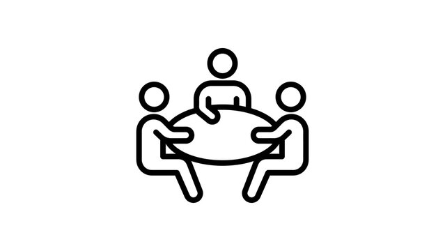 Business meeting table icon outline black design for collaboration.