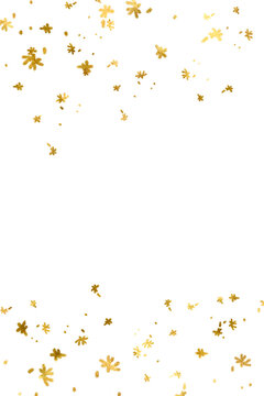 Frame gold confetti and snow. White Gold Falling Foil Confetti with Glitter Dust. Silver Glitter shiny swirl. PNG. Gold foil elegant frame geometric. Festive Background. Greeting Design. 
