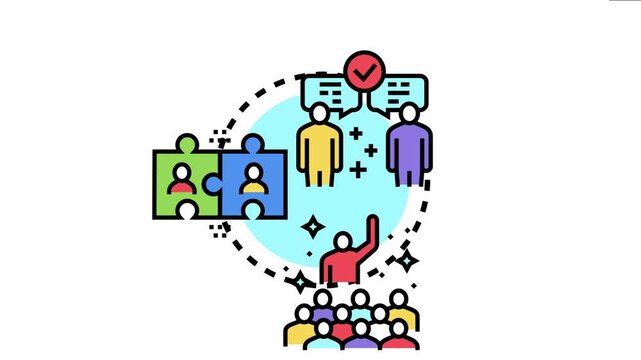 People symbols representing diverse teams engaging in effective communication and collaborative problem solving