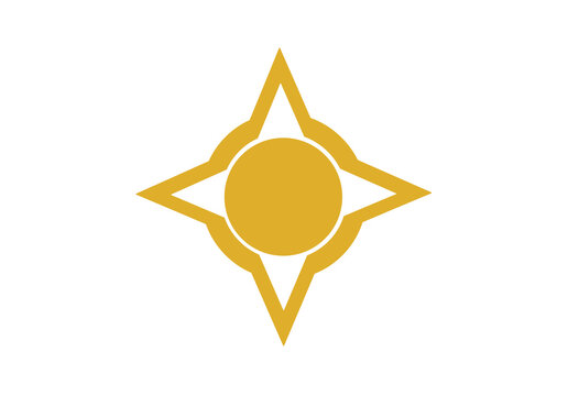 Elegant Gold Sun Compass Star with Center Circle