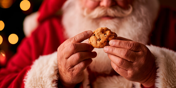 close up hands, Santa Claus having a delicious snack