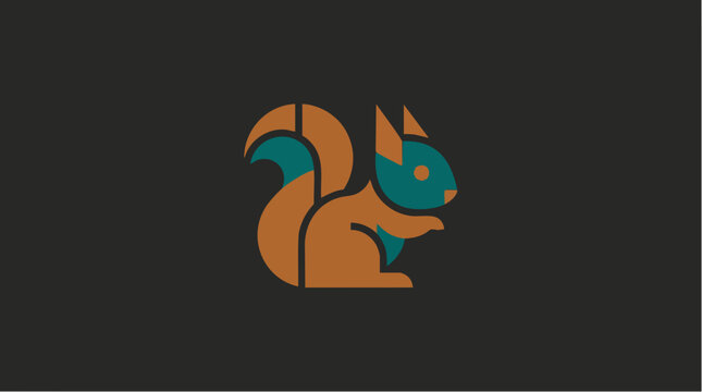 Minimalist Geometric Squirrel Mascot Logo