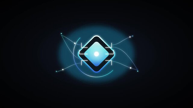 Glowing diamond digital processor core featuring dynamic light pulses and fluid motion energy effects floating inside a dark aesthetic void space representing modern computing architecture and advance