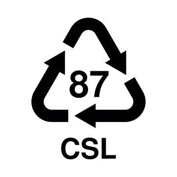 Black Recycling Symbol with Material Identification Code 87 CSL