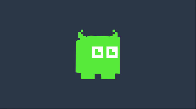 Retro Style Green Pixel Monster Mascot Vector